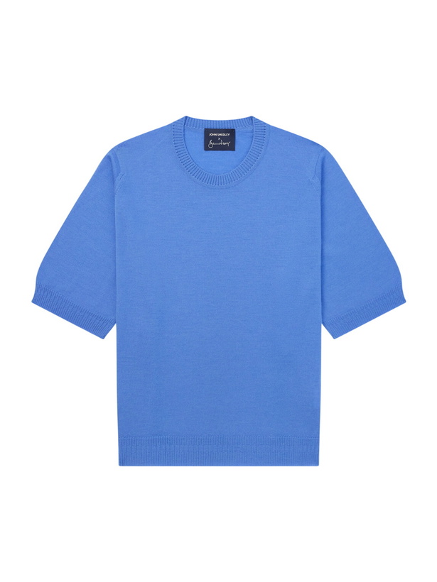 Photo: John Smedley - Bill Nighy Merino Wool T-Shirt - Blue