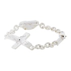 SWEETLIMEJUICE Silver and Purple Denim Oval Crucifix Heavy Bracelet