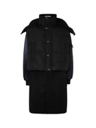 Givenchy - Panelled Quilted Shell, Satin and Wool Hooded Coat - Black