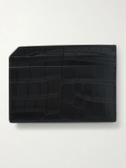 SAINT LAURENT - Tiny Cassandre Logo-Appliquéd Croc-Effect Patent-Leather Cardholder