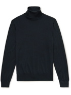 ERMENEGILDO ZEGNA - Silk and Cashmere-Blend Rollneck Sweater - Blue
