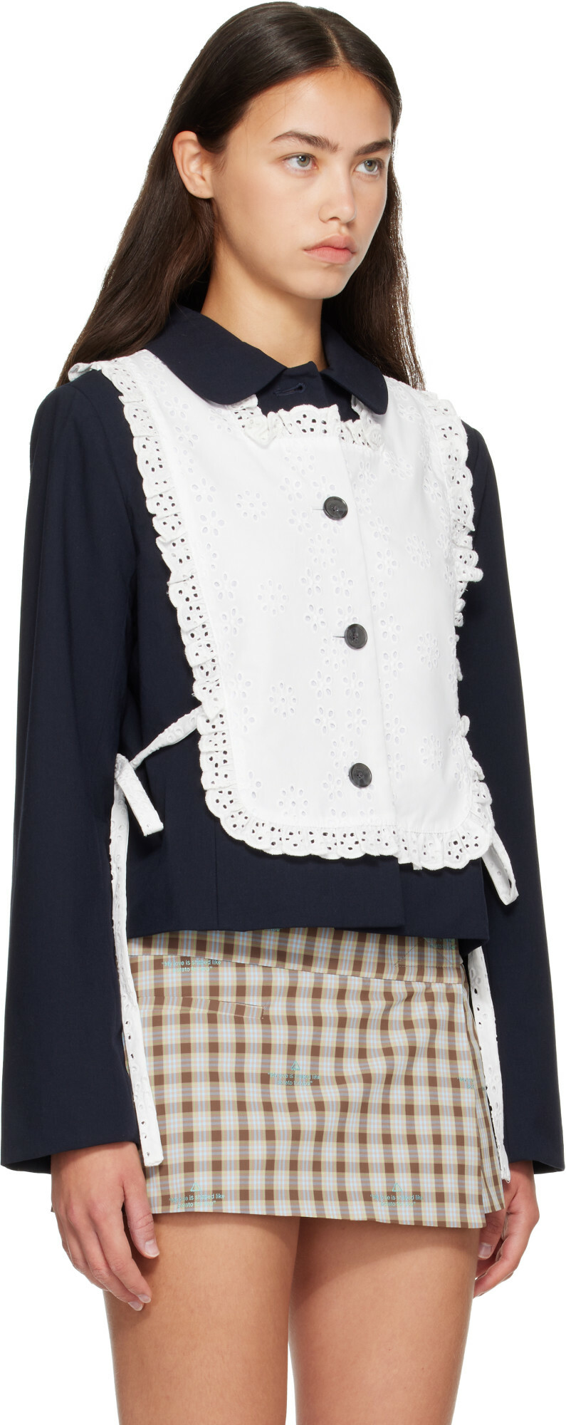 Sandy Liang Navy & White Winslow Jacket