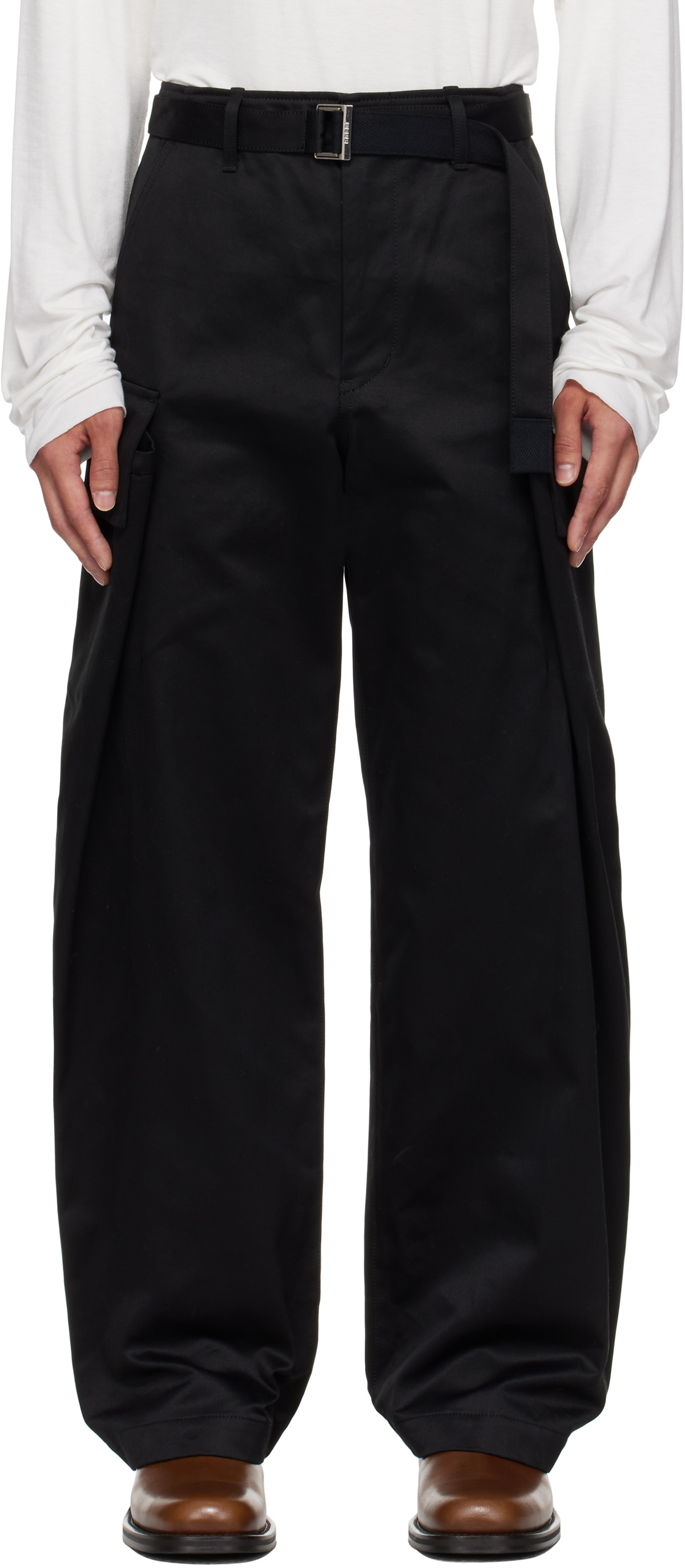 Lad Musician Black 2Tuck Cropped Wide Trousers Lad Musician