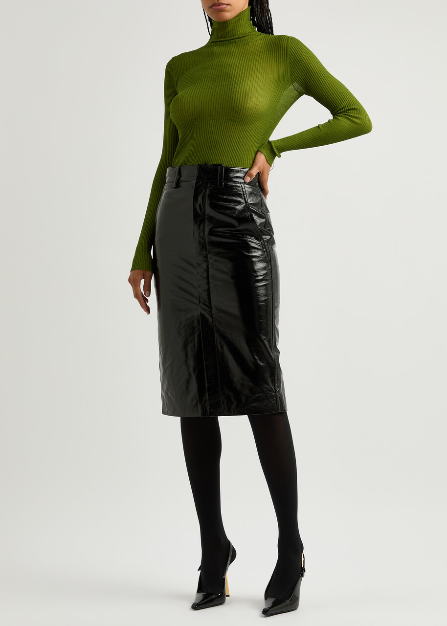 Petar Petrov Sweet Mystery Ribbed Knitted Silk top Green