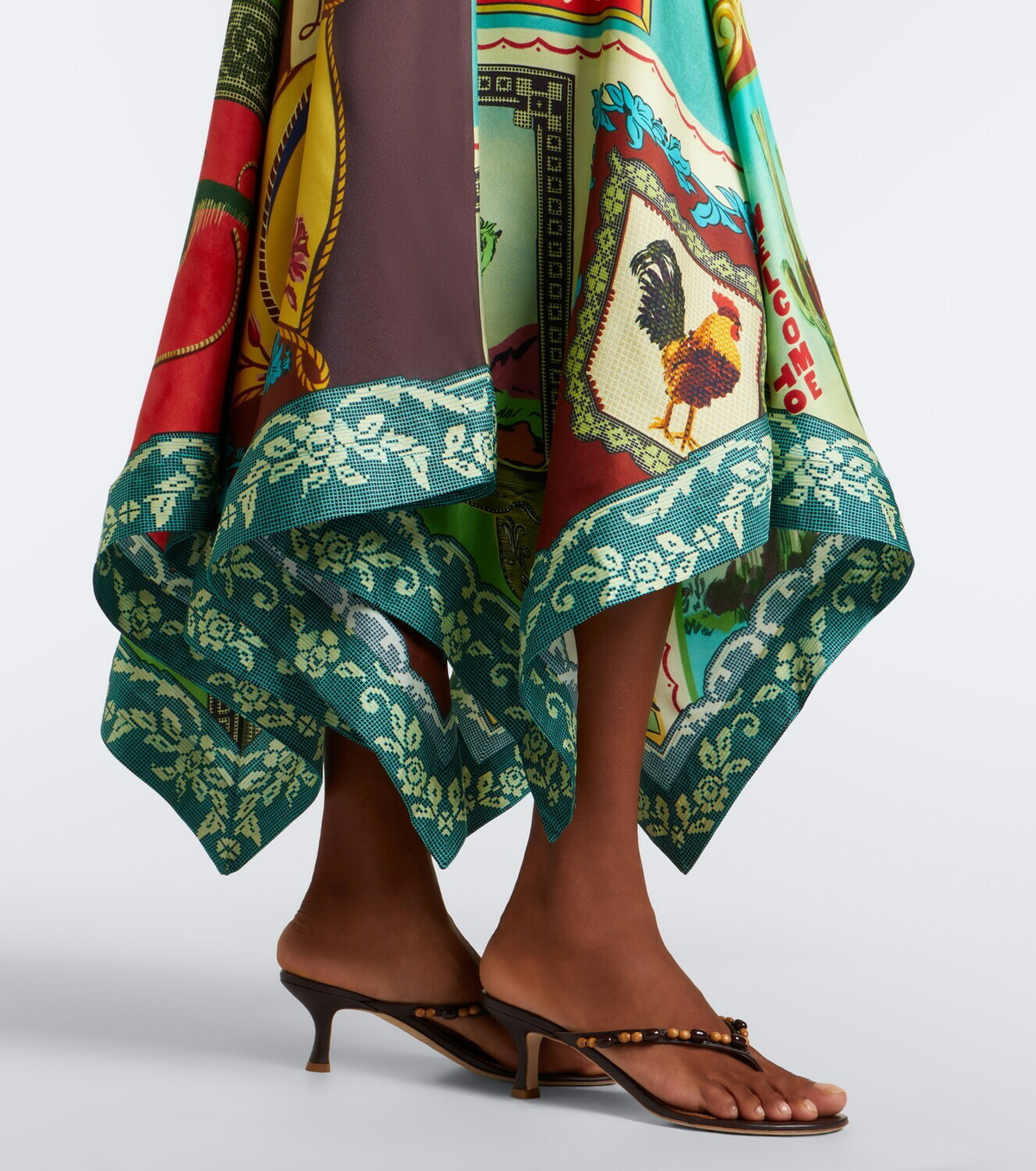 Alémais Ace cutout printed silk midi dress