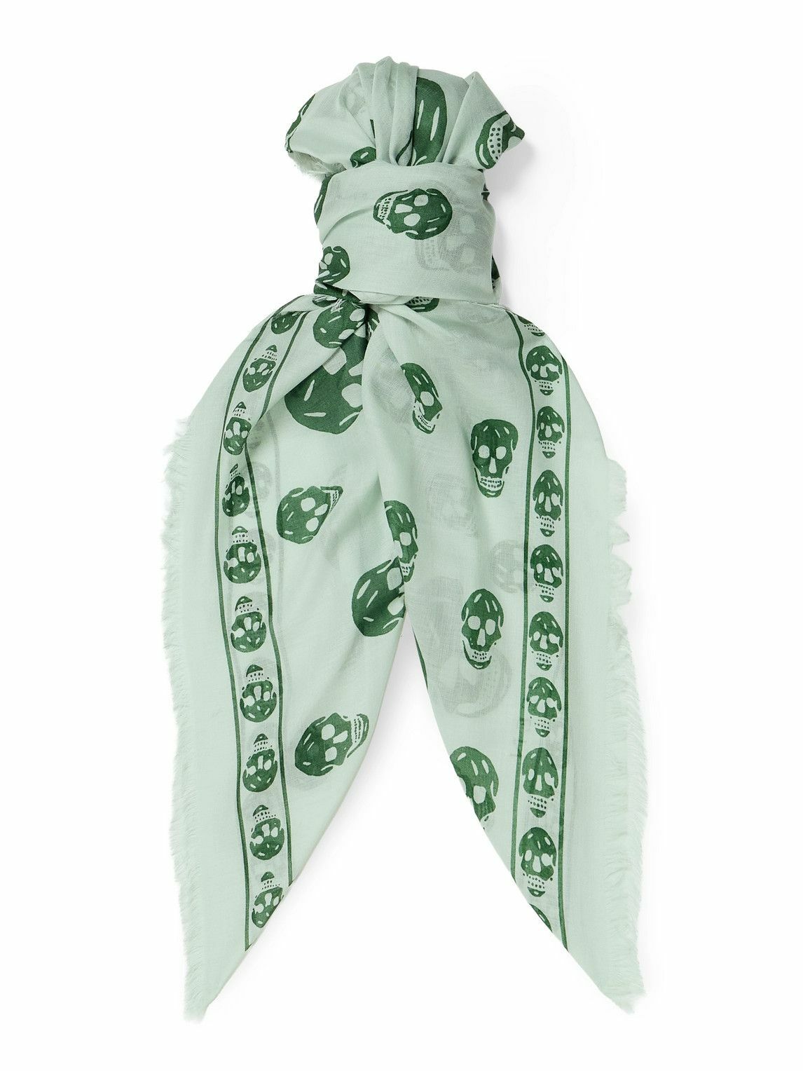 McQueen - Fringed Printed Modal and Silk-Blend Scarf