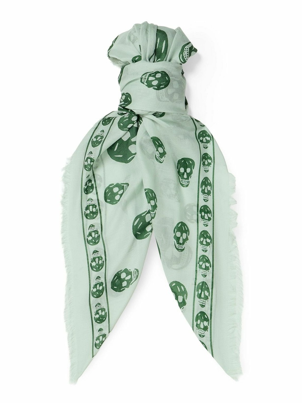 Photo: McQueen - Fringed Printed Modal and Silk-Blend Scarf