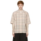 Lemaire Pink and Brown Check Short Sleeve Shirt
