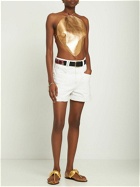 PUCCI Leather Gold Drop Crop Top