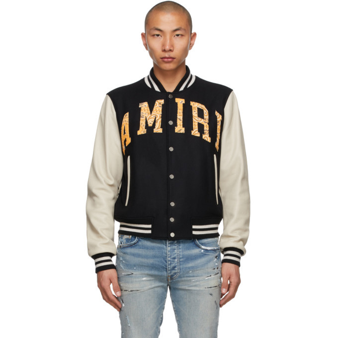 AMIRI Black Vintage Applique Logo Varsity Bomber Amiri