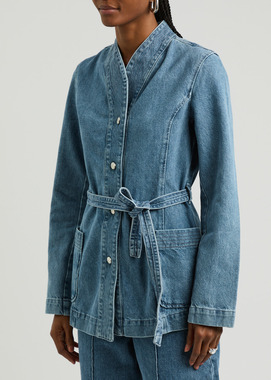 Remain BY Birger Christensen Belted Denim Jacket Indigo