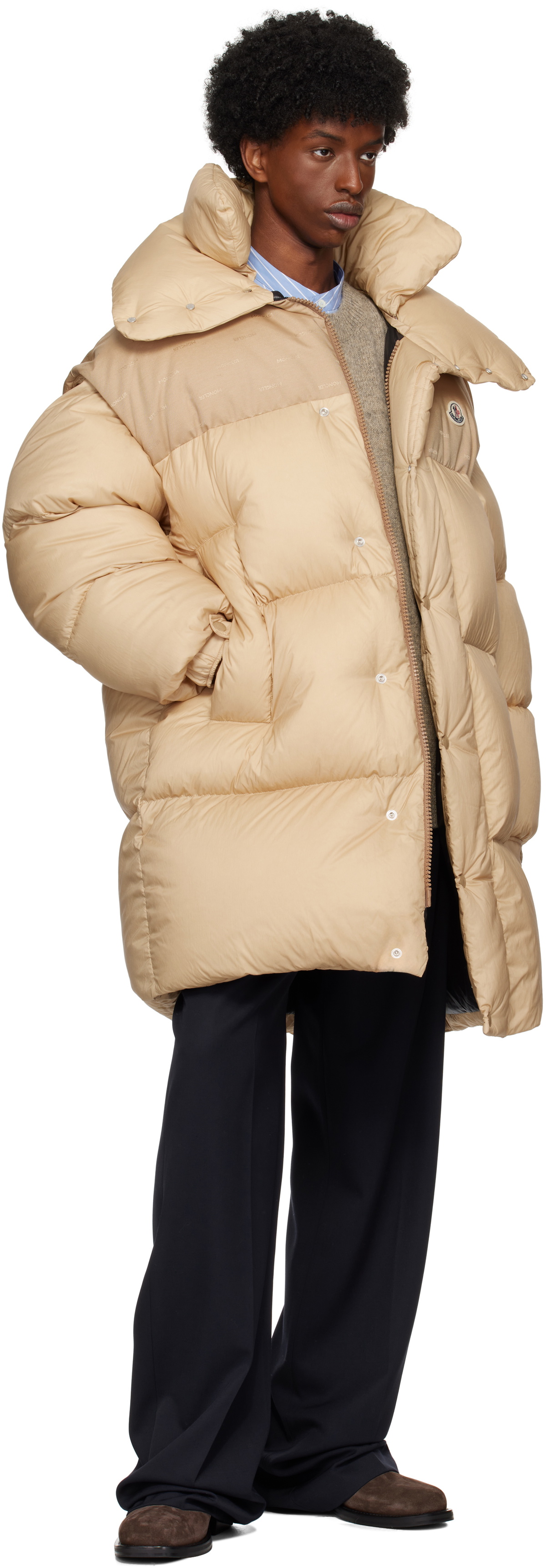 Moncler Beige Verone Long Down Jacket Moncler