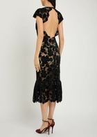 Alice + Olivia Clover Cutwork Lace Midi Dress Black