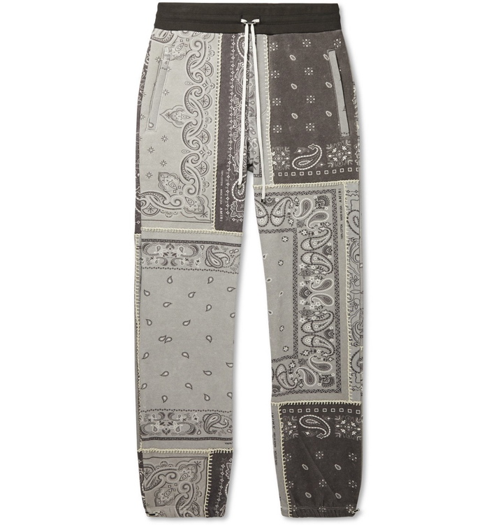 Photo: AMIRI - Tapered Bandana-Print Cotton-Jersey Drawstring Sweatpants - Gray