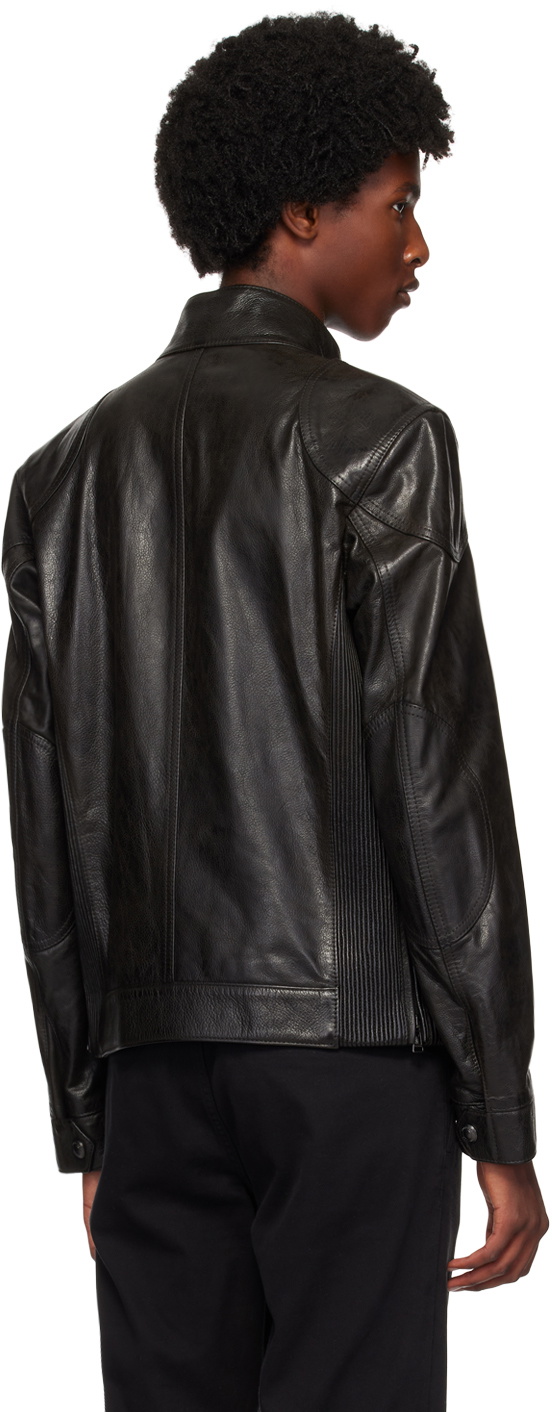 Belstaff Black Hand-Waxed Gangster Leather Jacket