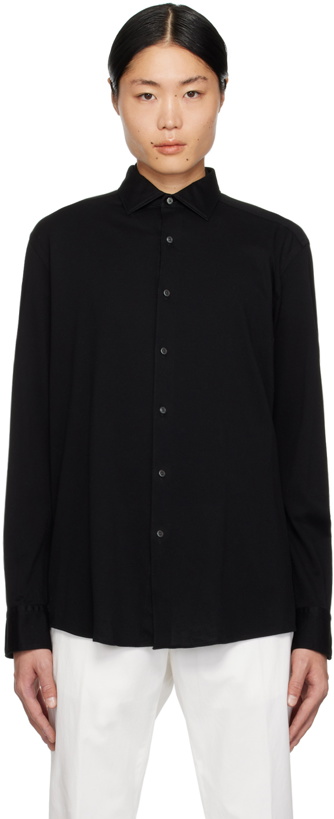 Photo: ZEGNA Black Buttoned Shirt
