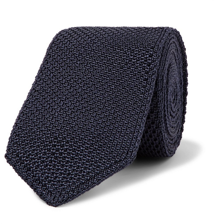 Photo: Brioni - 6.5cm Knitted Silk Tie - Navy