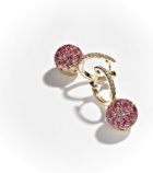 Roxanne First Bauble 14kt gold hoop earrings with diamonds and sapphires