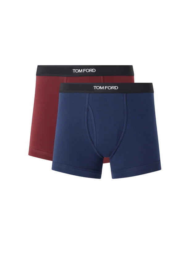 Photo: TOM FORD - Two Pack Logo-Jacquard Waistband Cotton-Stretch Jersey Boxer Briefs - Multi