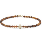 Luis Morais - Tiger's Eye Bead, 14-Karat Gold and Diamond Bracelet - Brown