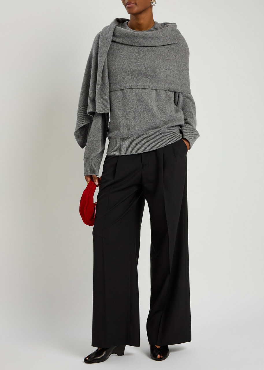 Armarium Alida Scarf-effect Wool and Cashmere-blend Jumper Grey