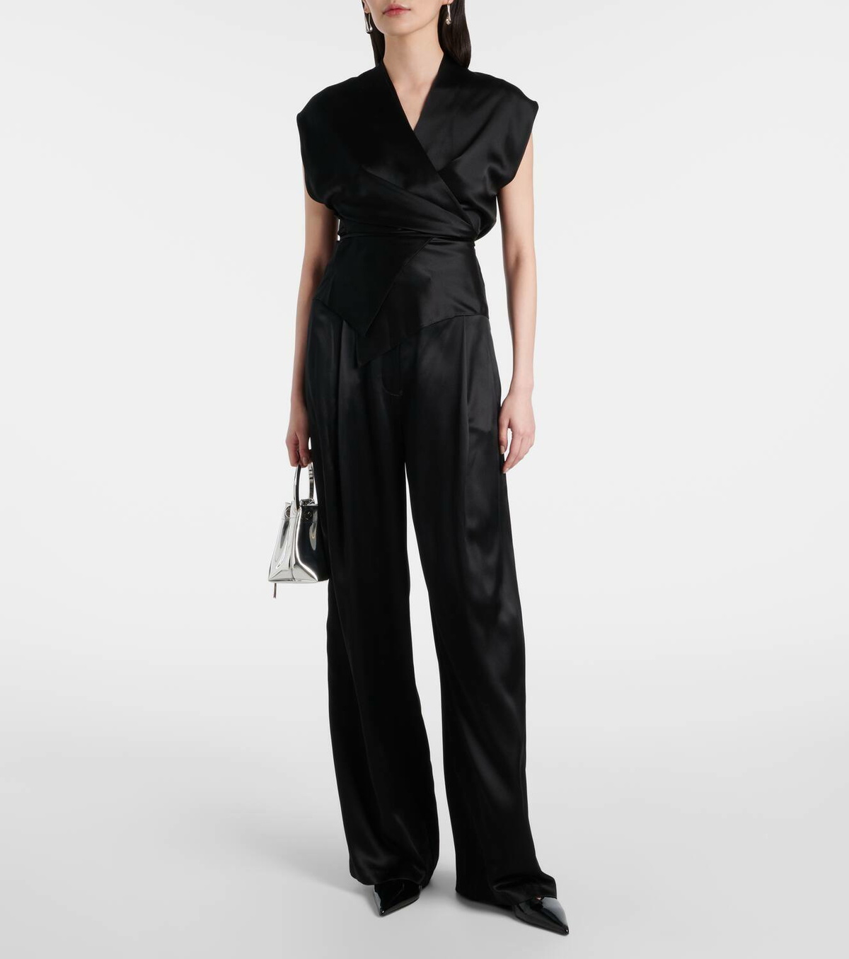 The Sei Draped gathered silk charmeuse top