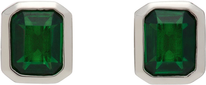 Photo: Numbering SSENSE Exclusive Silver & Green #3144 Earrings