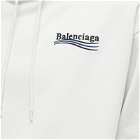 Balenciaga Men's Political Campaign Logo Popover Hoody in Dirty White/Black/Blue