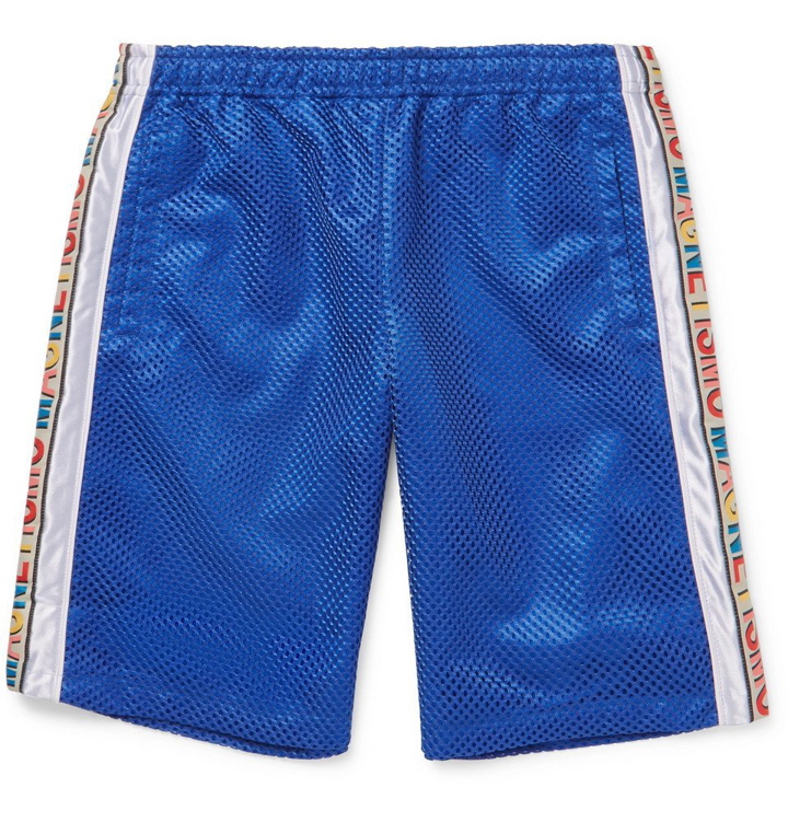 Photo: Gucci - Striped Mesh and Satin Drawstring Shorts - Men - Blue