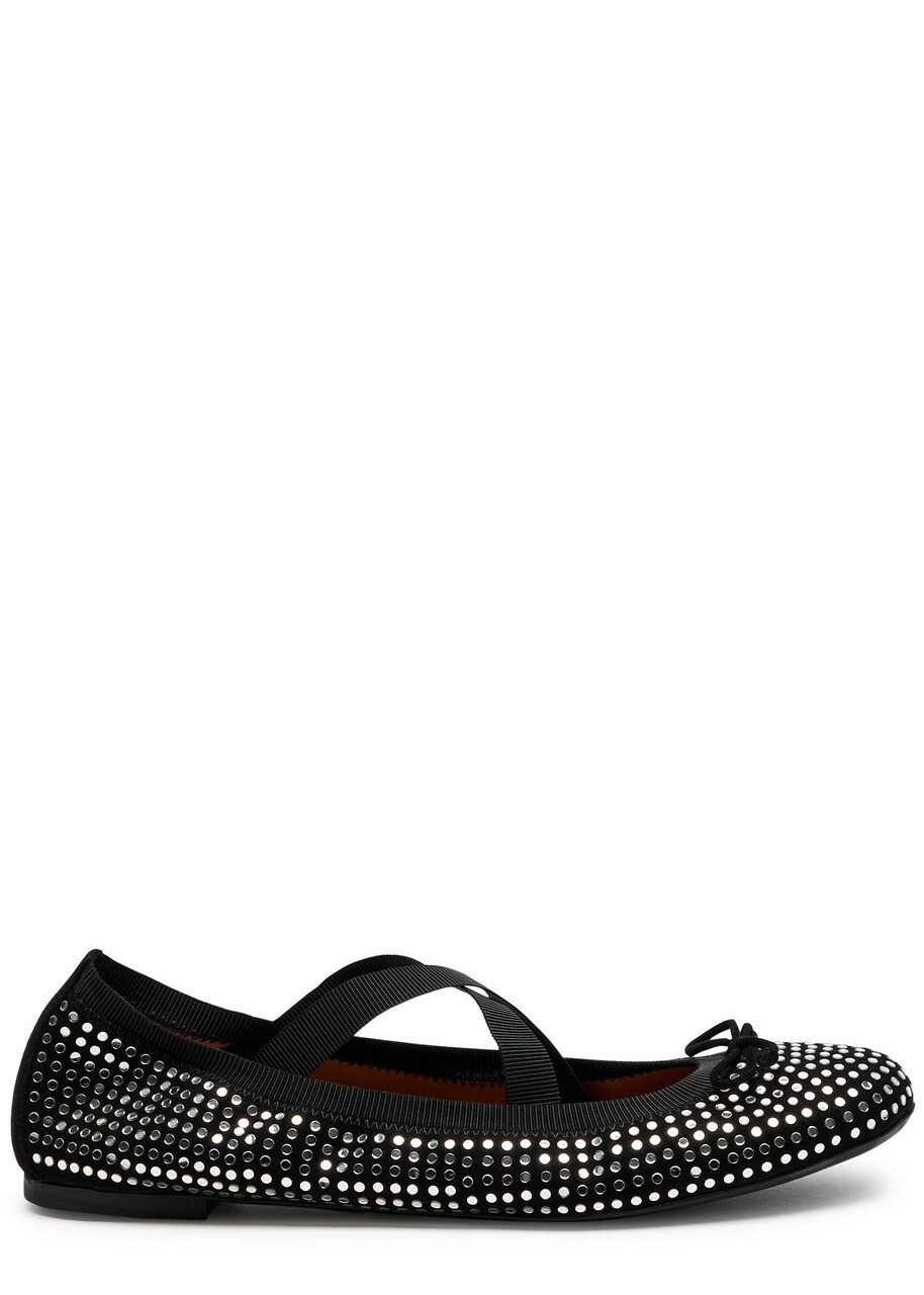 Aquazzura Remix Stud-embellished Ballet Flats Black And Silver