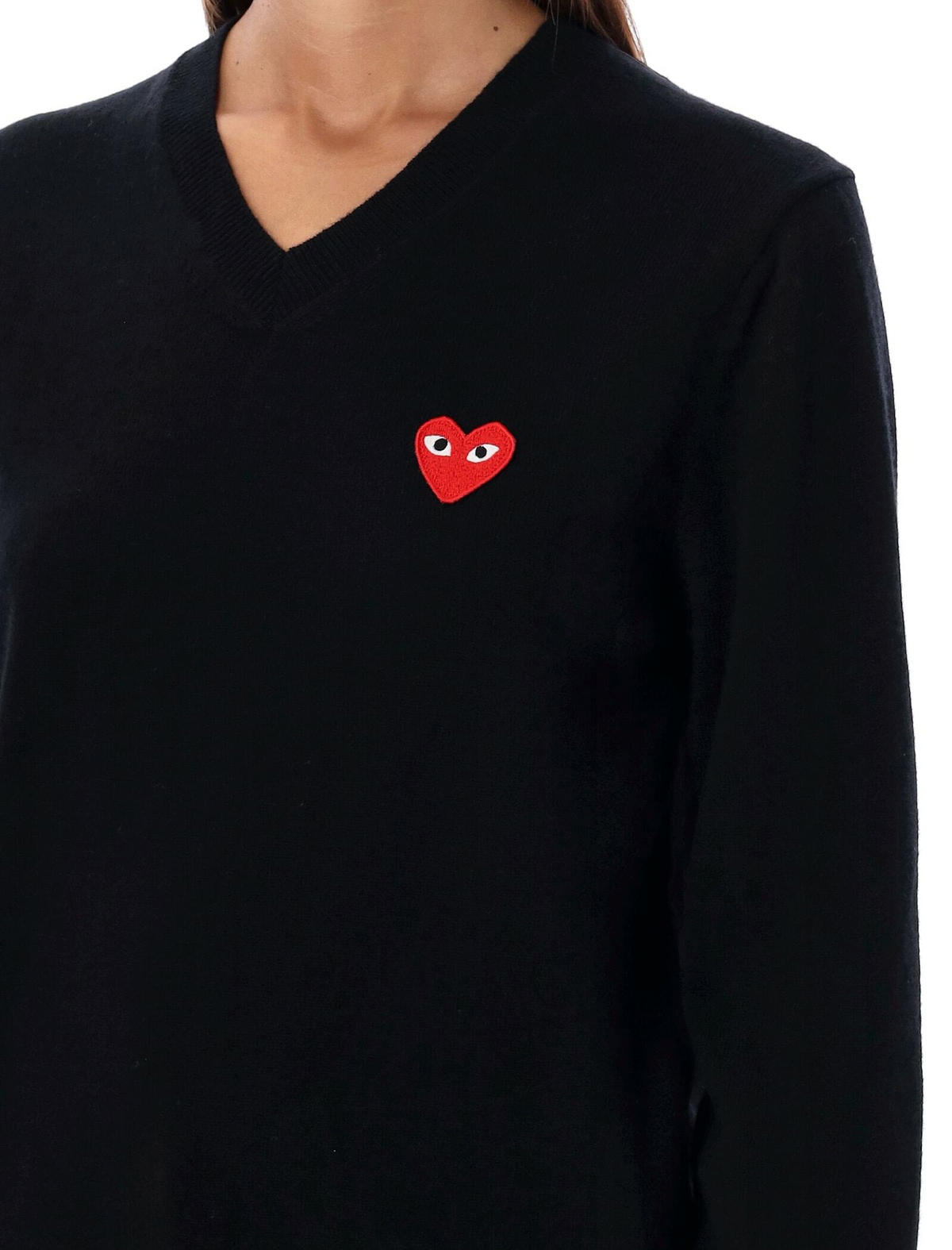 Comme des Garçons Play Red Heart Patch V-neck