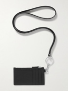 Balenciaga - Logo-Print Full-Grain Leather Zipped Cardholder with Lanyard