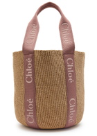 Chloe Woody Large Logo-embroidered Raffia Basket bag - Natural - One Size