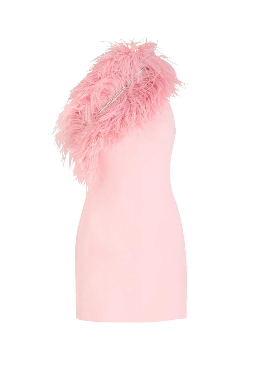 David Koma Feather and Crystal-embellished Mini Dress Pink Light David Koma David Koma Feather and Crystal-embellished Mini Dress Pink Light David Koma