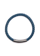 Tateossian Charles Woven Leather Bracelet Blue