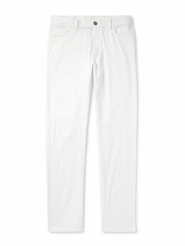 Photo: Zegna - Roccia Slim-Fit Straight-Leg Garment-Dyed Linen-Blend Trousers - White