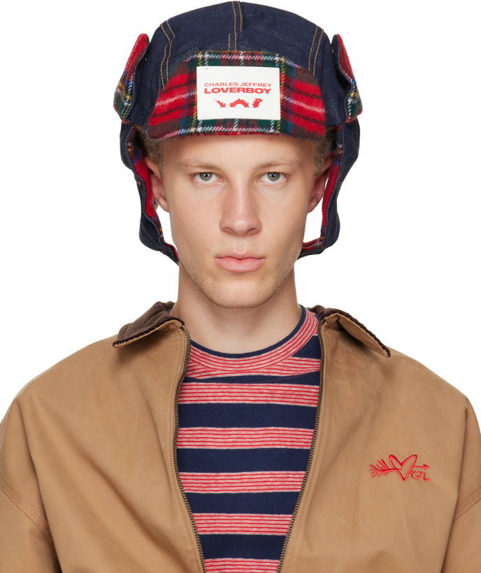 Photo: Charles Jeffrey LOVERBOY Navy & Red Trapper Hat