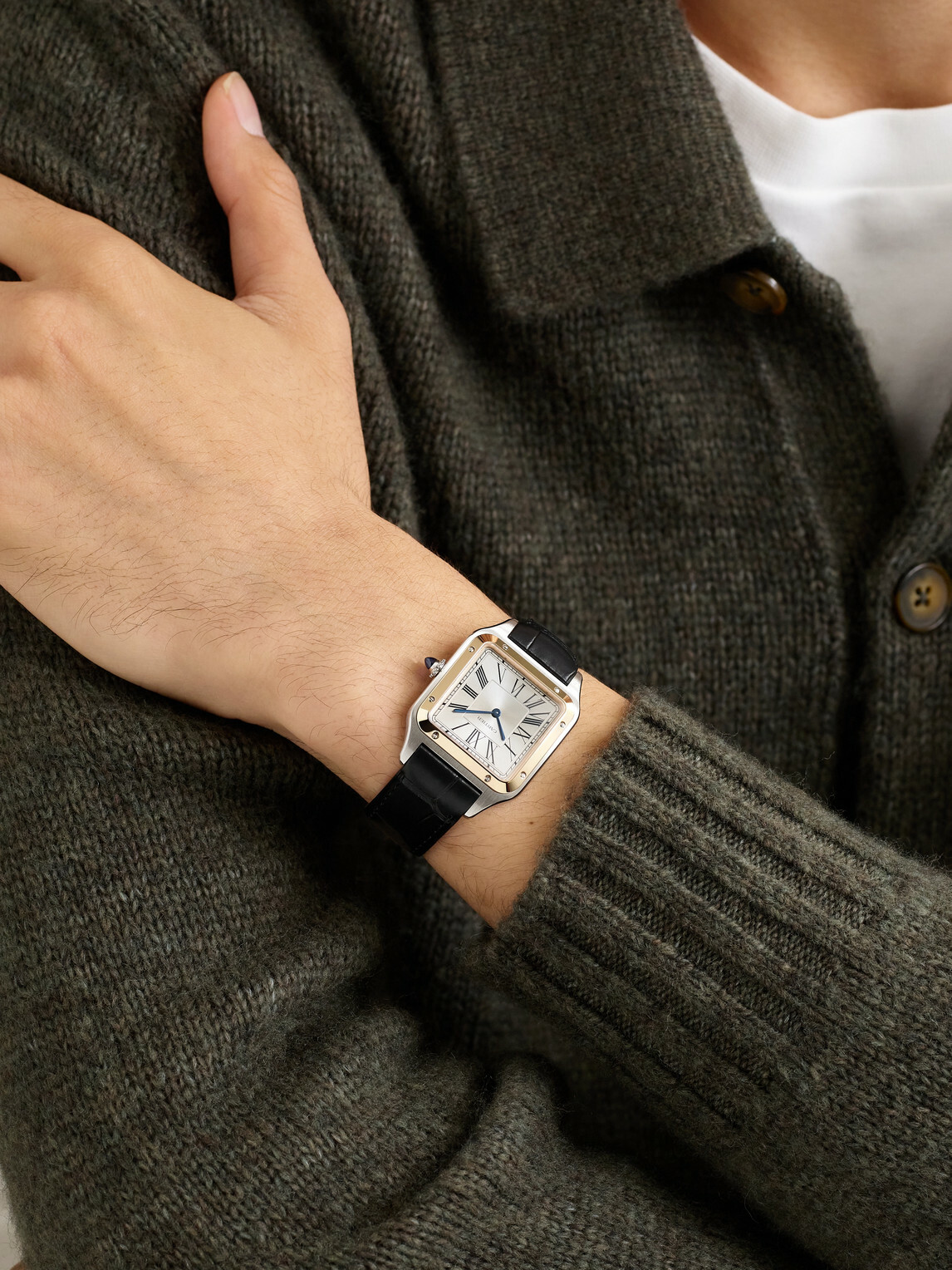 Cartier - Santos-Dumont Large 43.5mm 18-Karat Rose Gold, Stainless Steel and Alligator Watch, Ref. No. CRW2SA0037