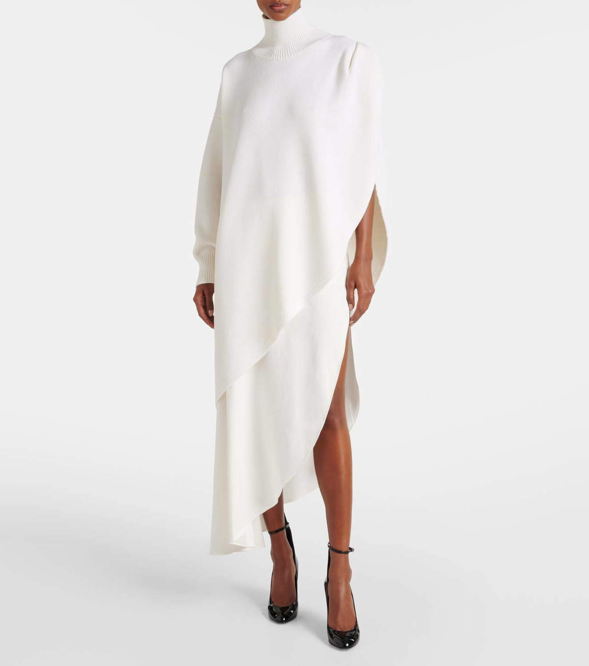 Alaïa Asymmetric caped wool sweater