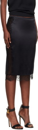 TOM FORD Black Knee-Length Lace Inserts Midi Skirt