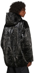 We11done Black Quilted Satin Hoodie