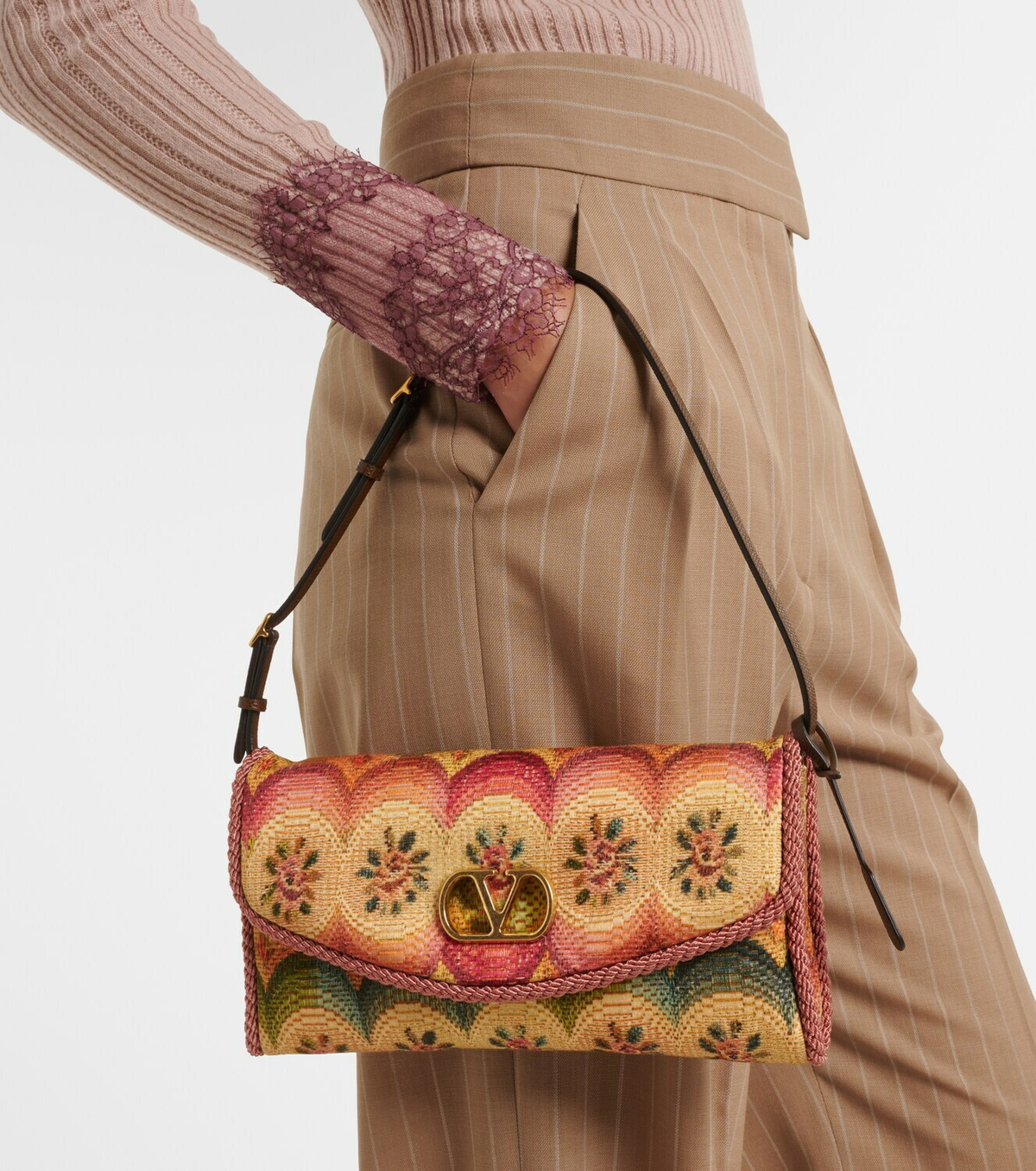 Valentino Garavani DeVain Small floral jacquard shoulder bag
