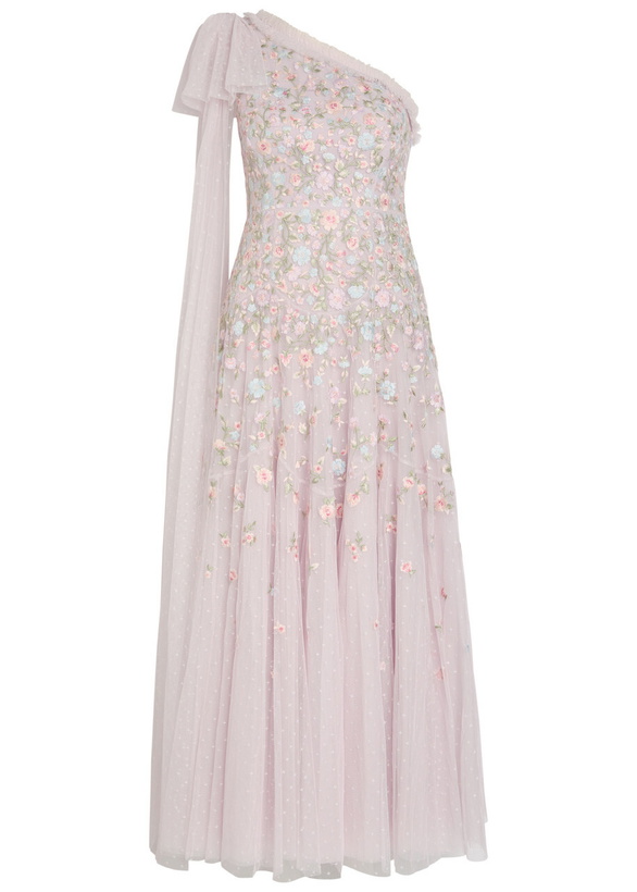 Photo: Needle & Thread Sylvia Rose Floral-embroidered Tulle Gown Light Purple
