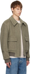 BOSS Khaki Regular-Fit Herringbone-Patterned Jacket