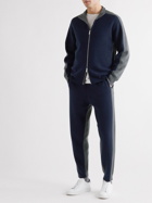 Theory - Alcos Colour-Block Wool and Cashmere-Blend Zip-Up Sweatshirt - Blue