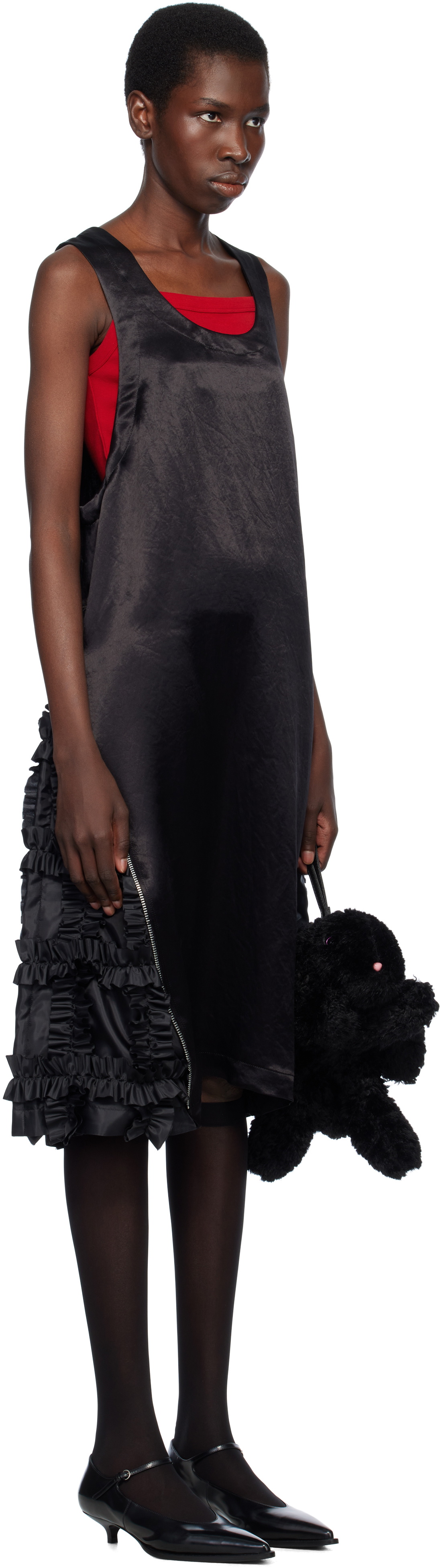 Black Comme des Garçons Black Taffeta Frill Midi Dress