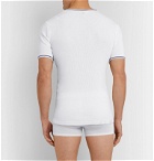 Schiesser - Friedrich Contrast-Tipped Ribbed Cotton-Jersey T-Shirt - White