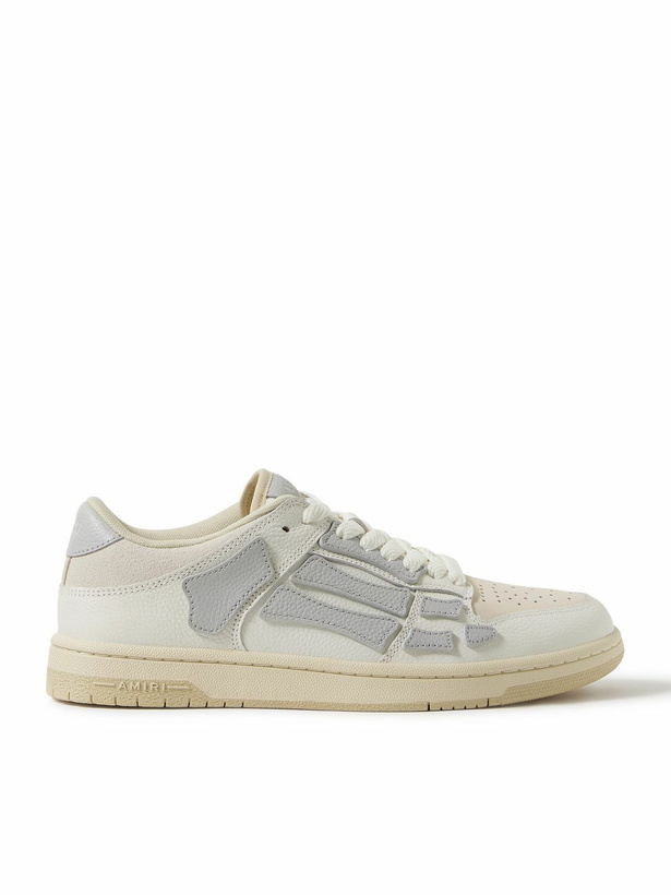 Photo: AMIRI - Skel-Top Suede-Trimmed Appliquéd Leather Sneakers - Neutrals