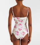 Magda Butrym Floral-appliqué ruched swimsuit