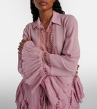 Blumarine Lace-trimmed sheer georgette shirt